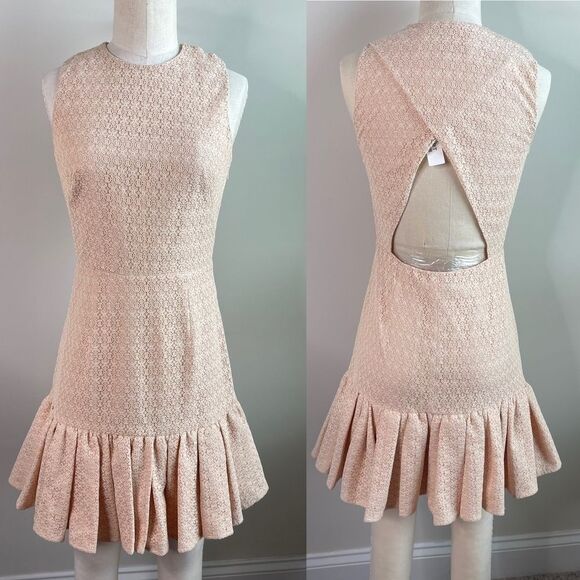 Jil by Jill Stuart nude pleated sleeveless textured fit n flare dress party sz 0 - Picture 1 of 9